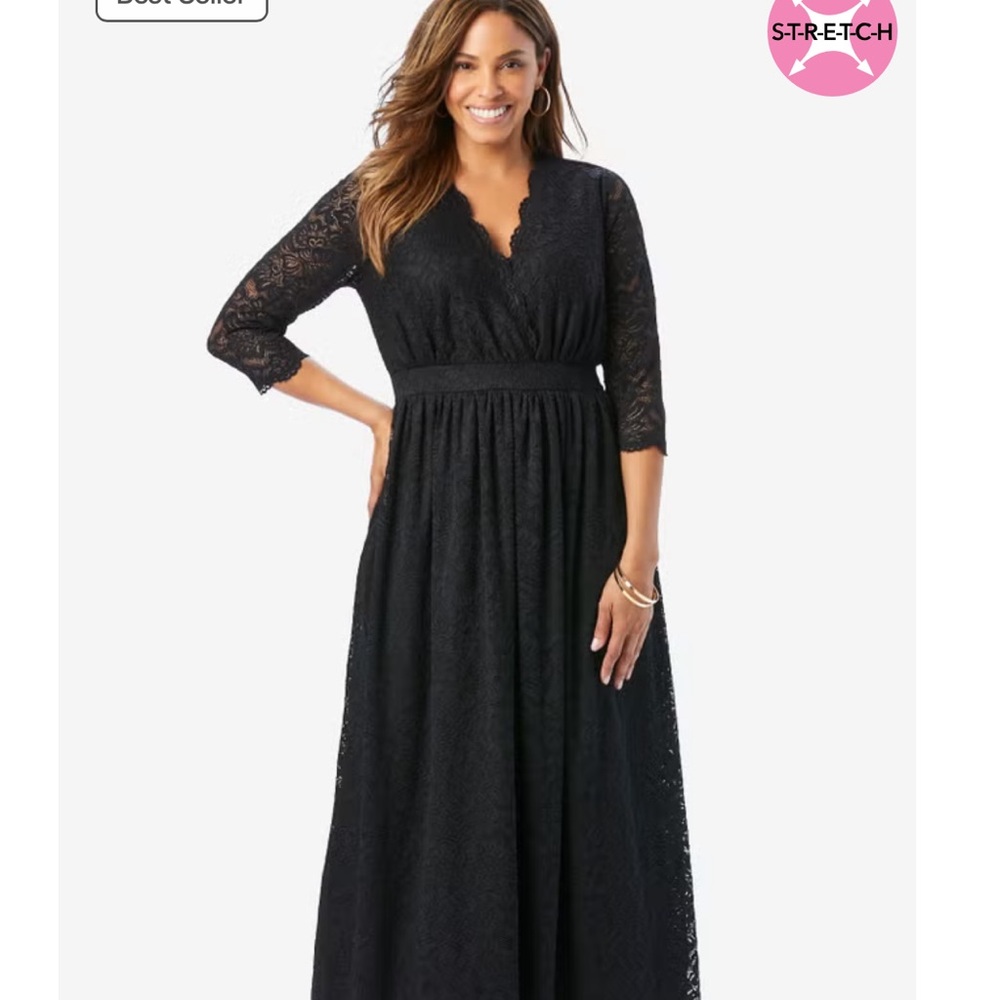 Jessica London Stretch Lace  Gown with 3/4 Sleeves NWT